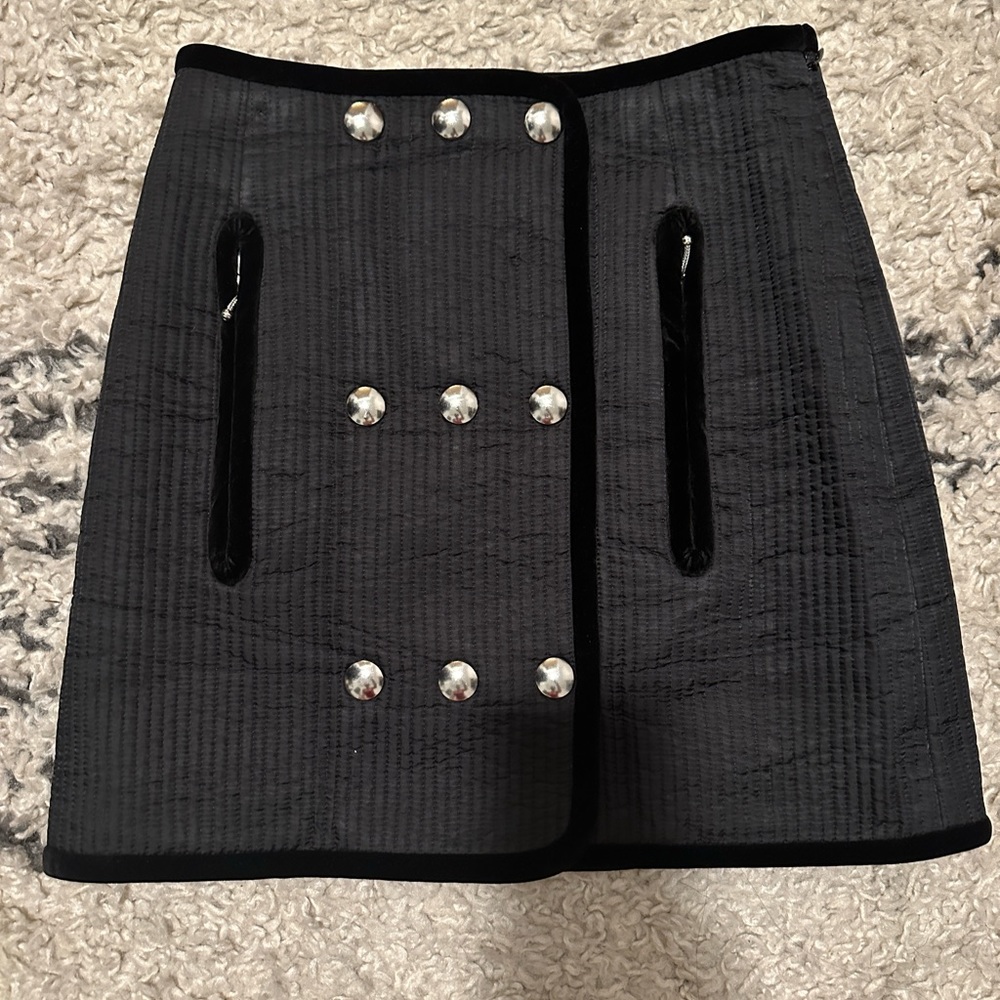 Alexander Wang Black Mini Skirt with Silver Accents